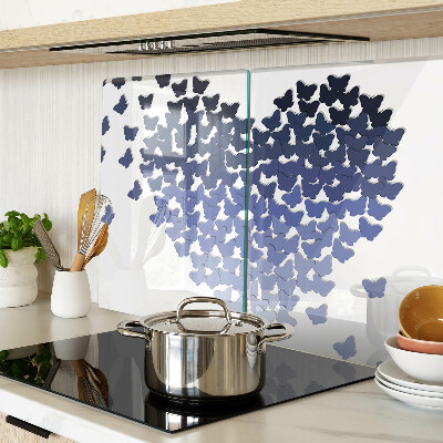 Tagliere in vetro temperato con motivo a cuore e decorazione di farfalle