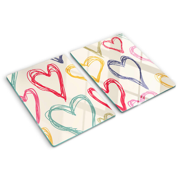 Tagliere in vetro temperato con motivo a cuore in vari colori