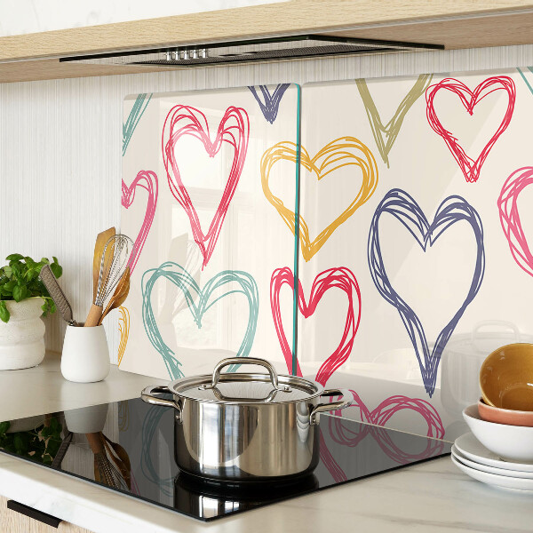 Tagliere in vetro temperato con motivo a cuore in vari colori