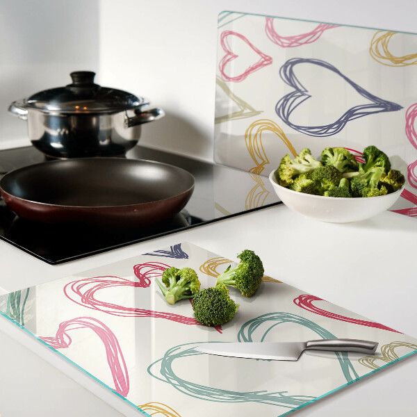 Tagliere in vetro temperato Cuore in vari colori