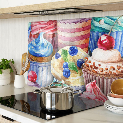 Tagliere in vetro temperato con stampa di cupcake e dolci colorati