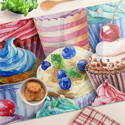 Tagliere in vetro temperato Cupcake e dolci colorati