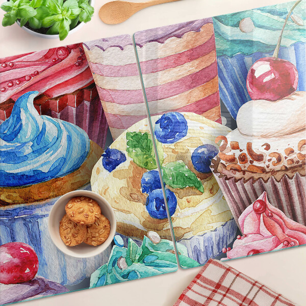 Tagliere in vetro temperato Cupcake e dolci colorati