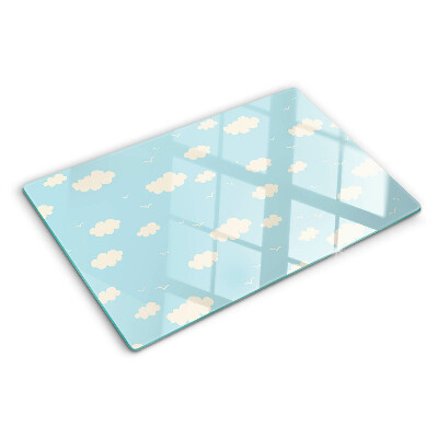 Tagliere in vetro con decorazione 'Nuvole nel cielo'