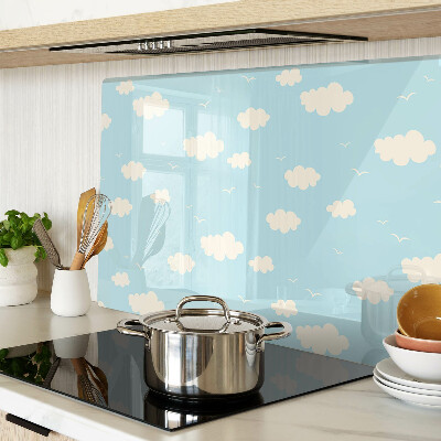 Tagliere in vetro con decorazione 'Nuvole nel cielo'