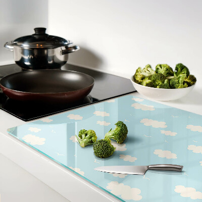 Tagliere in vetro con decorazione 'Nuvole nel cielo'