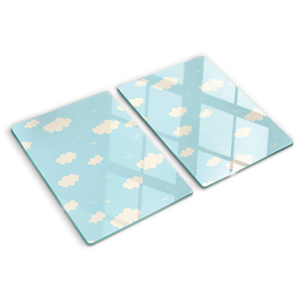 Tagliere in vetro con decorazione 'Nuvole nel cielo'