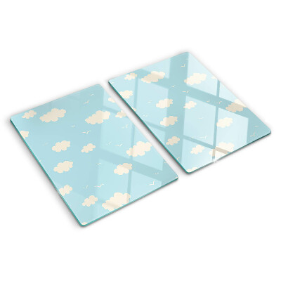 Tagliere in vetro con decorazione 'Nuvole nel cielo'