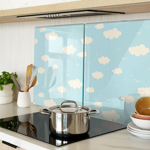 Tagliere in vetro con decorazione 'Nuvole nel cielo'