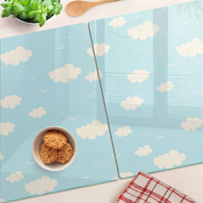 Tagliere in vetro con decorazione 'Nuvole nel cielo'