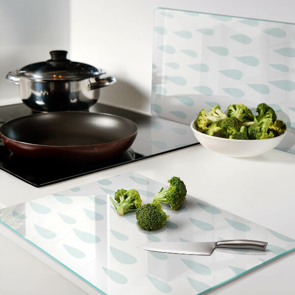 Tagliere in vetro temperato con motivo Gocce di pioggia