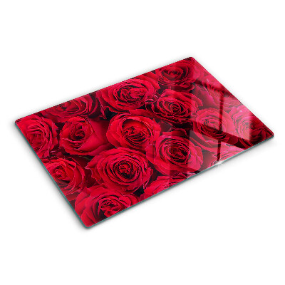 Tagliere in vetro temperato con motivo di rose rosse