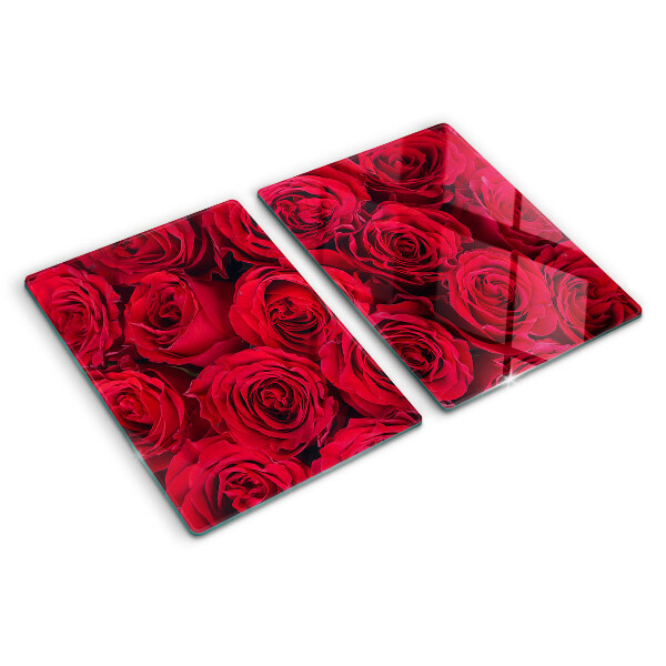 Tagliere in vetro temperato con motivo di rose rosse