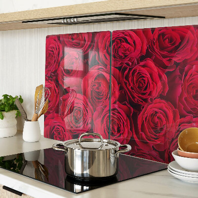 Tagliere in vetro temperato con motivo di rose rosse