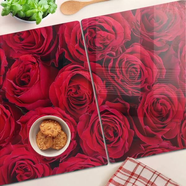 Tagliere in vetro temperato con motivo di rose rosse