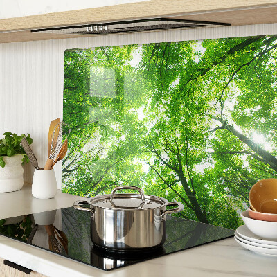 Tagliere in vetro con motivo foresta e fogliame verde