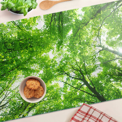 Tagliere in vetro con motivo foresta e fogliame verde