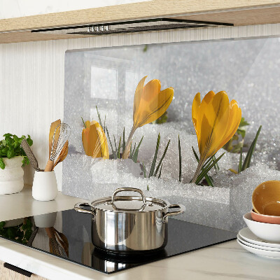 Tagliere in vetro temperato con motivo 'Crocus nella neve'