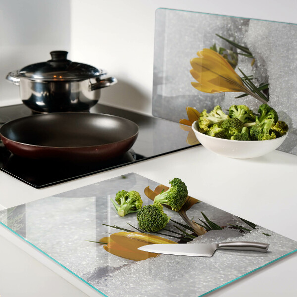 Tagliere in vetro temperato con motivo 'Crocus nella neve'