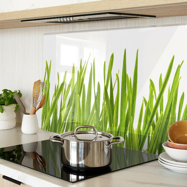 Tagliere in vetro temperato con motivo di erba verde