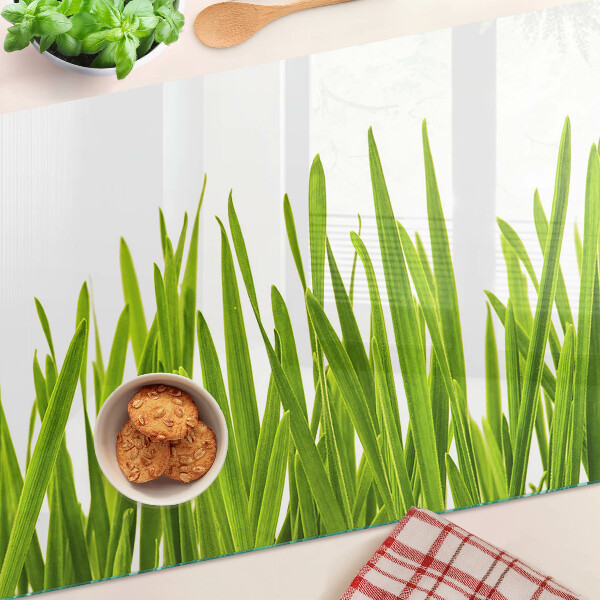 Tagliere in vetro temperato con motivo di erba verde