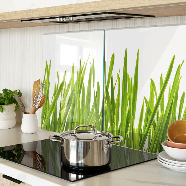 Tagliere in vetro temperato con motivo di erba verde