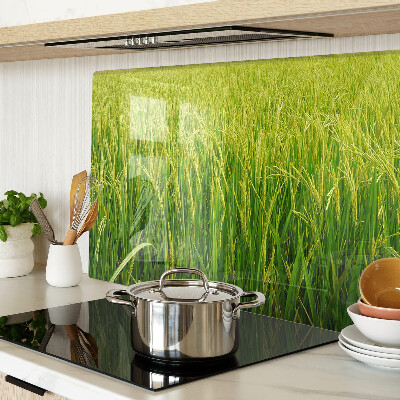 Tagliere in vetro temperato con motivo di campo di erba verde