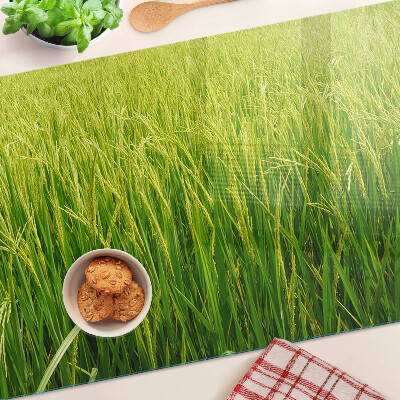 Tagliere in vetro temperato con motivo di campo di erba verde