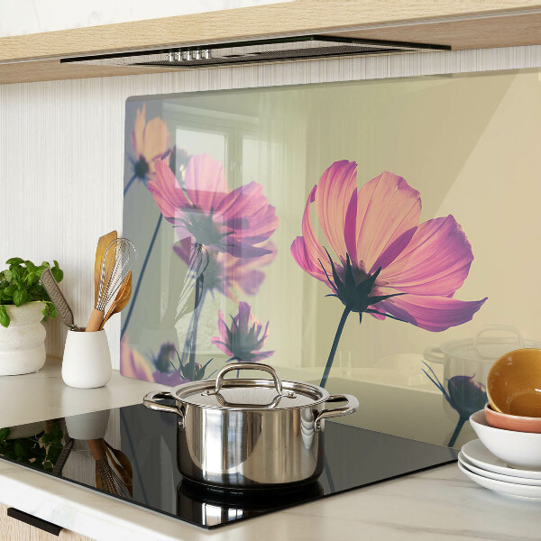 Tagliere in vetro temperato con decorazione di fiori in tonalità pastello