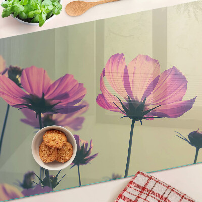 Tagliere in vetro temperato con decorazione di fiori in tonalità pastello