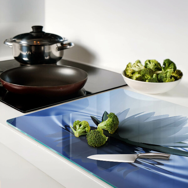 Tagliere in vetro temperato con motivo ninfea sullo sfondo dell'acqua