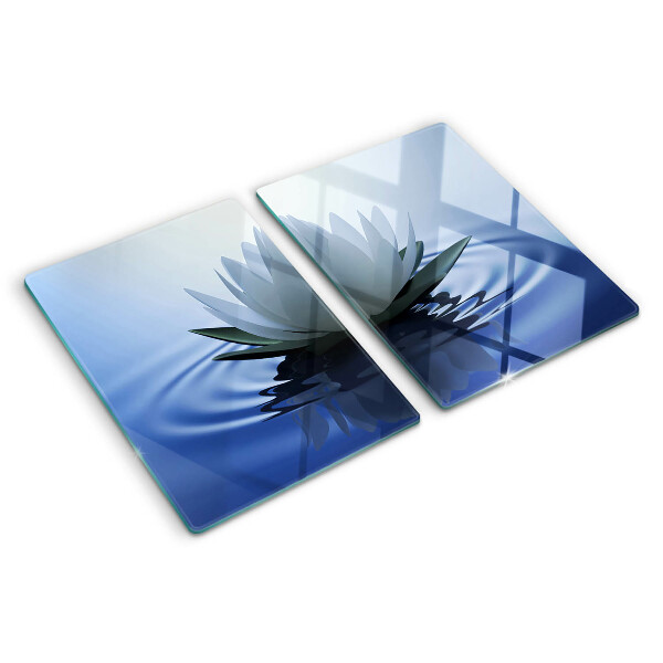 Tagliere in vetro temperato con motivo ninfea sullo sfondo dell'acqua