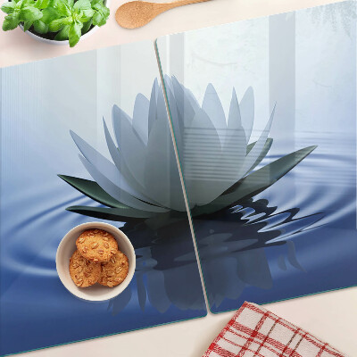 Tagliere in vetro temperato con motivo ninfea sullo sfondo dell'acqua