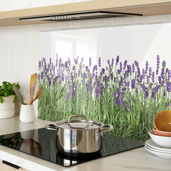 Tagliere in vetro con stampa di un campo di lavanda al sole