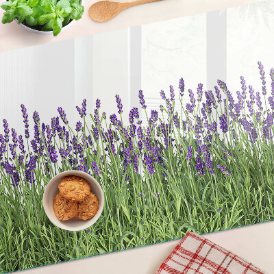 Tagliere in vetro con stampa di un campo di lavanda al sole