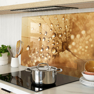 Tagliere in vetro temperato con motivo di gocce d'acqua sul soffione (dente di leone)