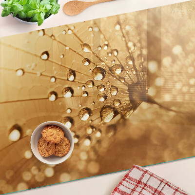 Tagliere in vetro temperato con motivo di gocce d'acqua sul soffione (dente di leone)