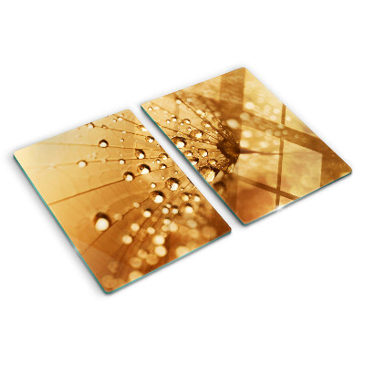 Tagliere in vetro temperato con motivo di gocce d'acqua sul soffione (dente di leone)