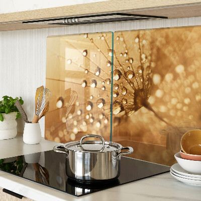 Tagliere in vetro temperato con motivo di gocce d'acqua sul soffione (dente di leone)