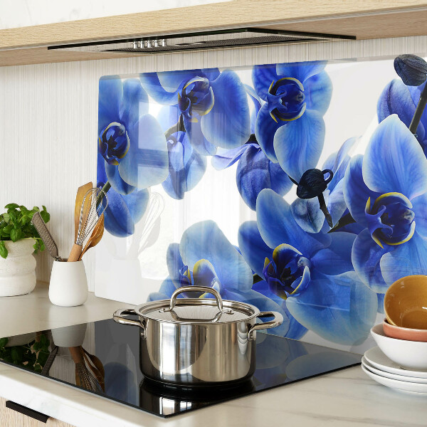 Tagliere in vetro temperato con motivo di orchidee blu