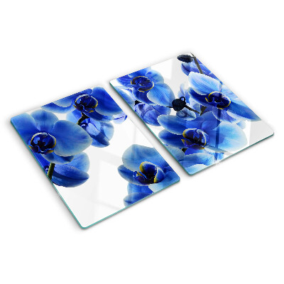 Tagliere in vetro temperato con motivo di orchidee blu