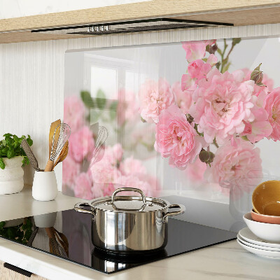 Tagliere in vetro con decorazione di fiori rosa in vaso