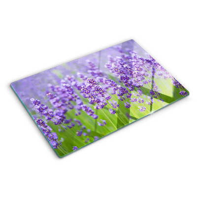 Tagliere in vetro temperato con stampa a tema campo di lavanda