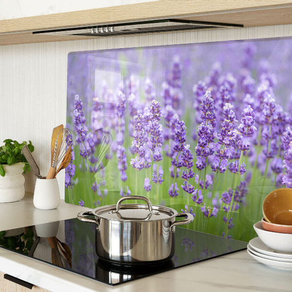 Tagliere in vetro temperato con stampa a tema campo di lavanda