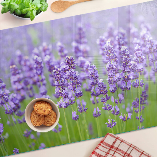 Tagliere in vetro temperato con stampa a tema campo di lavanda