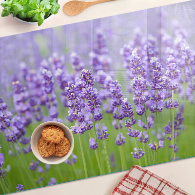 Tagliere in vetro temperato con stampa a tema campo di lavanda