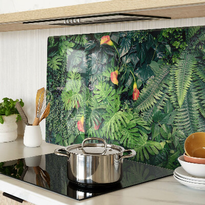 Tagliere in vetro temperato con motivo Giungla tropicale con fiori