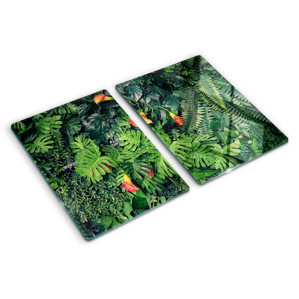 Tagliere in vetro temperato Giungla tropicale con fiori