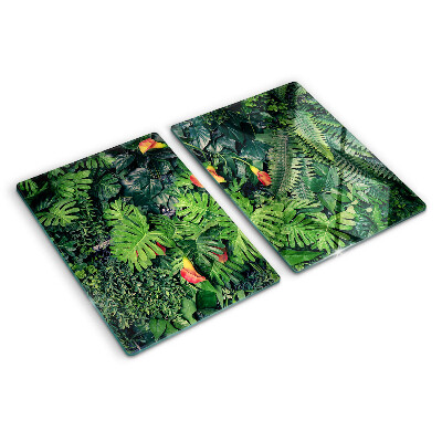 Tagliere in vetro temperato Giungla tropicale con fiori