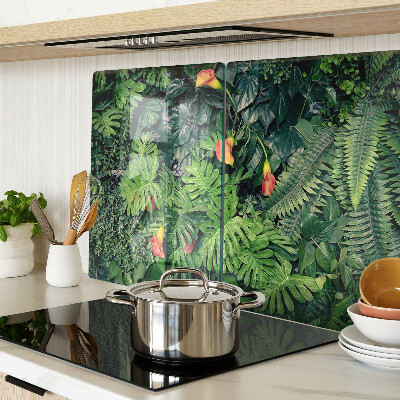 Tagliere in vetro temperato con motivo Giungla tropicale con fiori